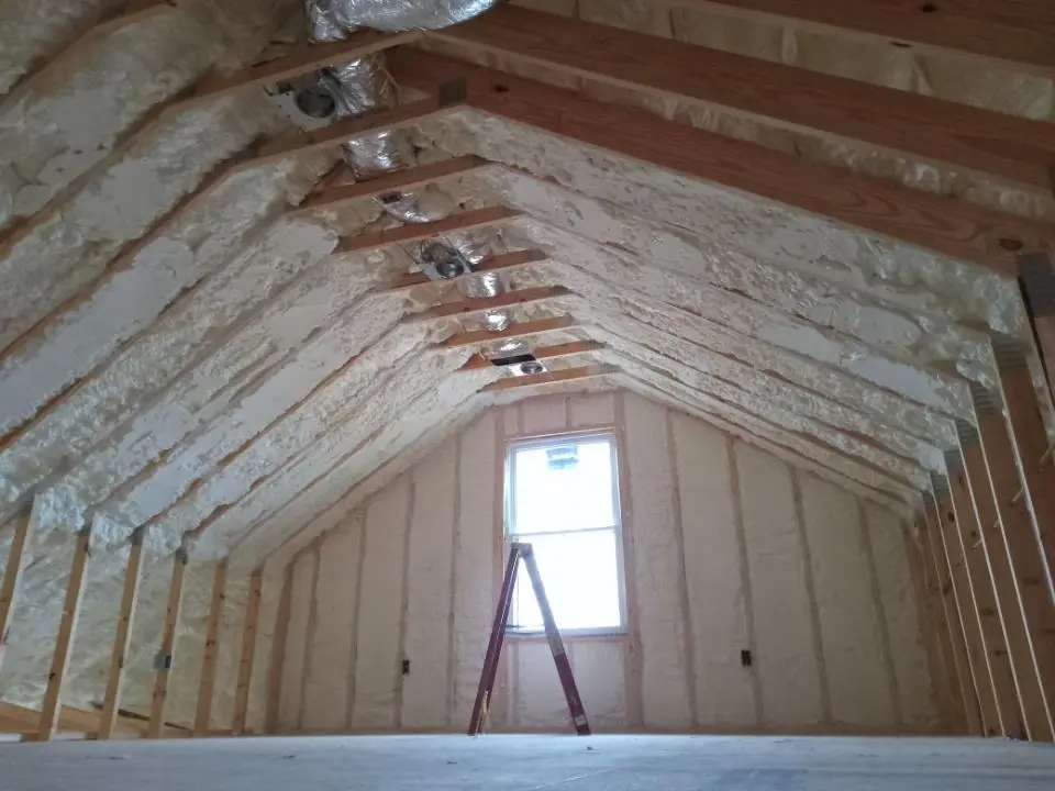 Spray foam roofing application for Crawl Space Insulation project in Meriden